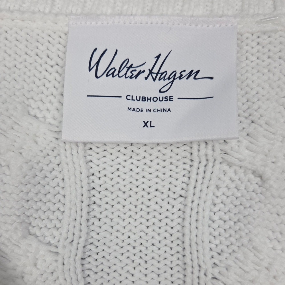 Walter Hagen Sweater Vest Womens XL White Cable Knit V-Neck Cotton Golf NWOT - Picture 4 of 9
